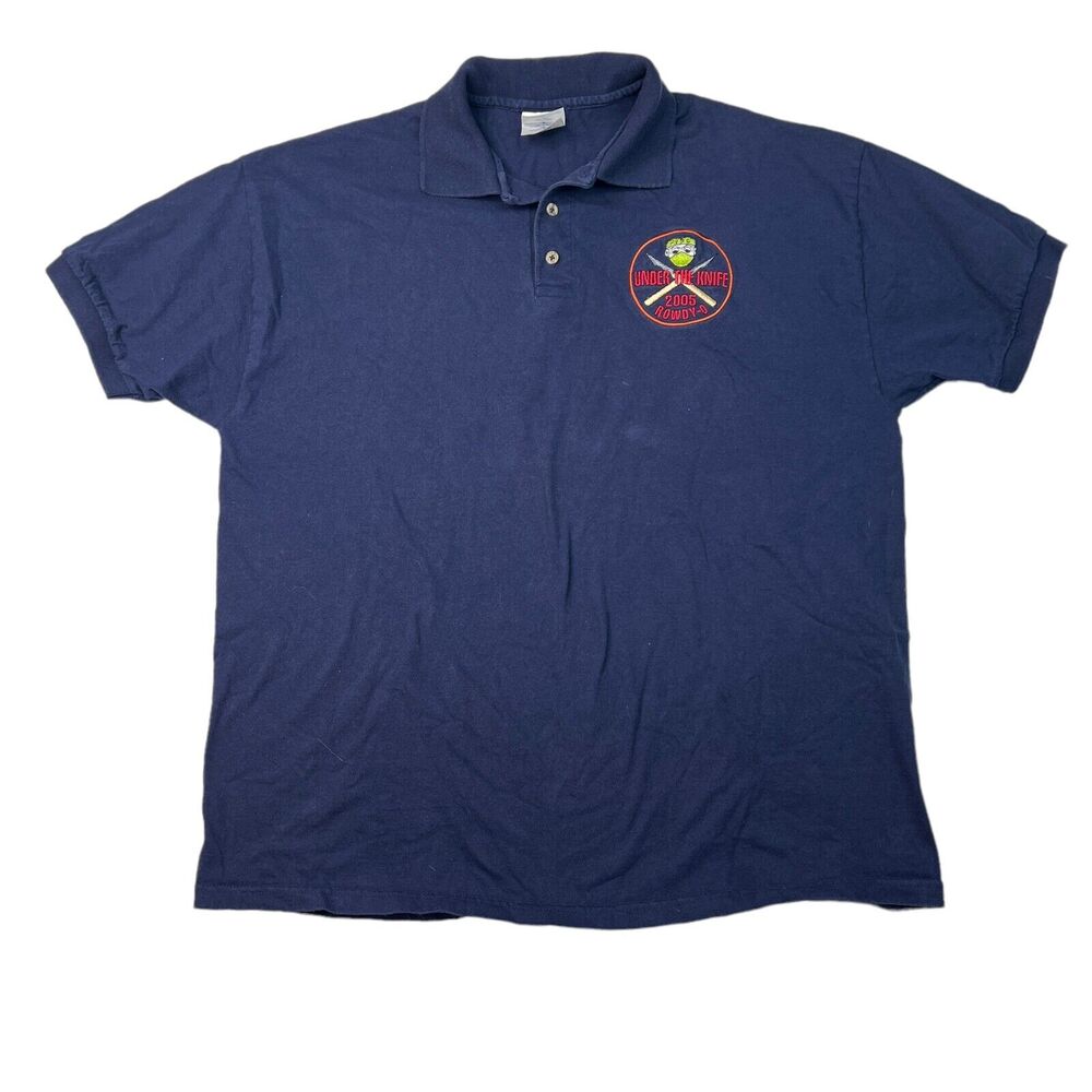 Jerzees 2005 Under The Knife Rowdy-O PVBC Polo Shirt Navy Blue Mens XL